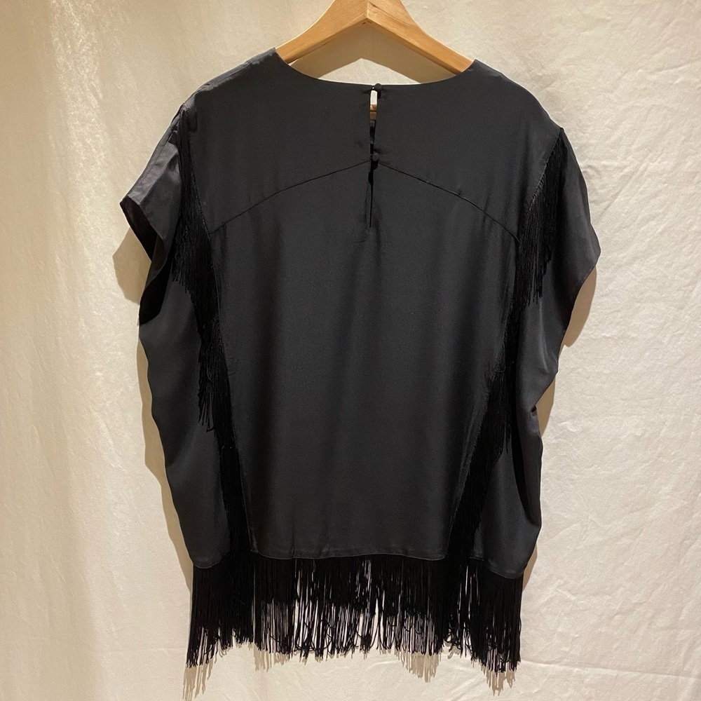 Anthropologie The Letter Black Fringe Top, size L - Picture 2 of 7